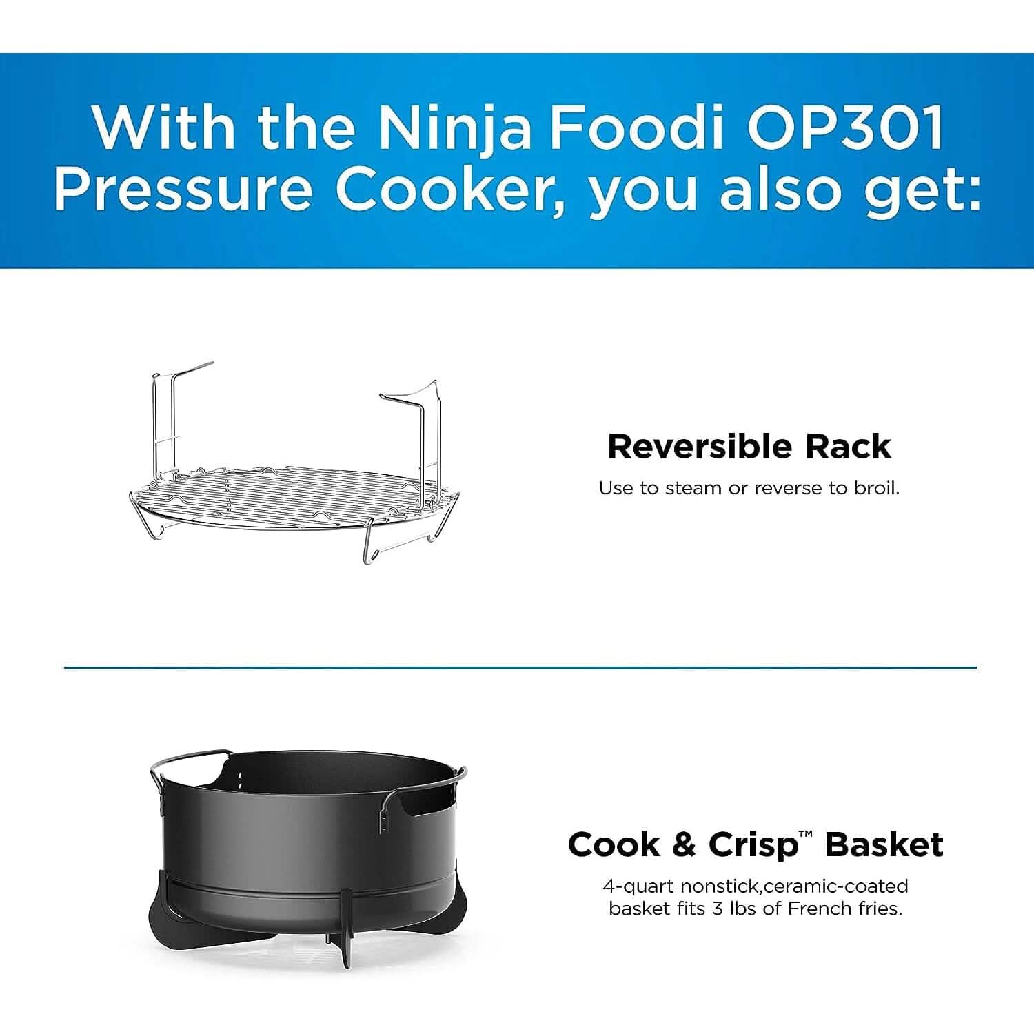 Ninja Pressure Cookers & Canners, 6.5 qt, Black (Refurbished)