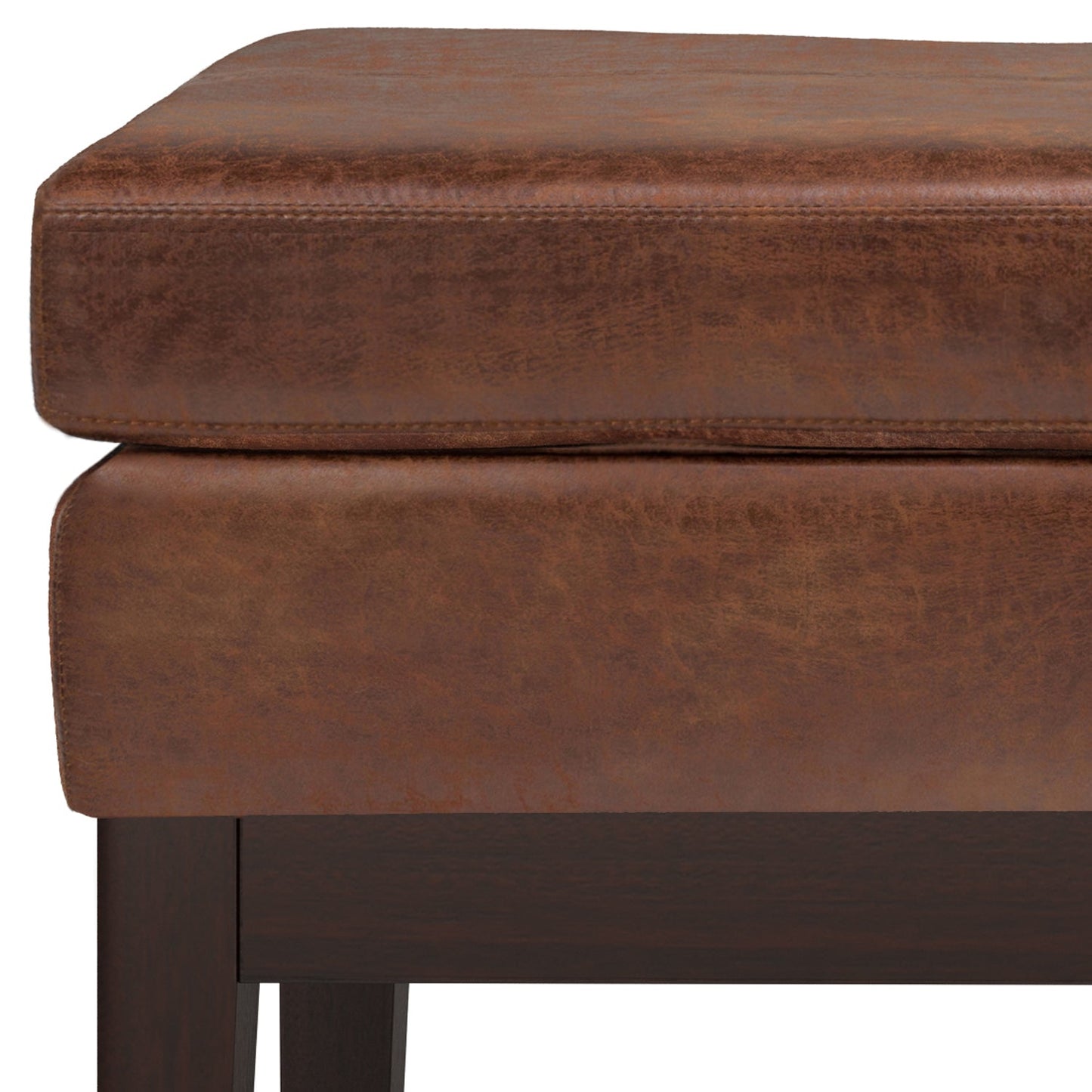 Carlson Small Ottoman Bench in Distressed Saddle