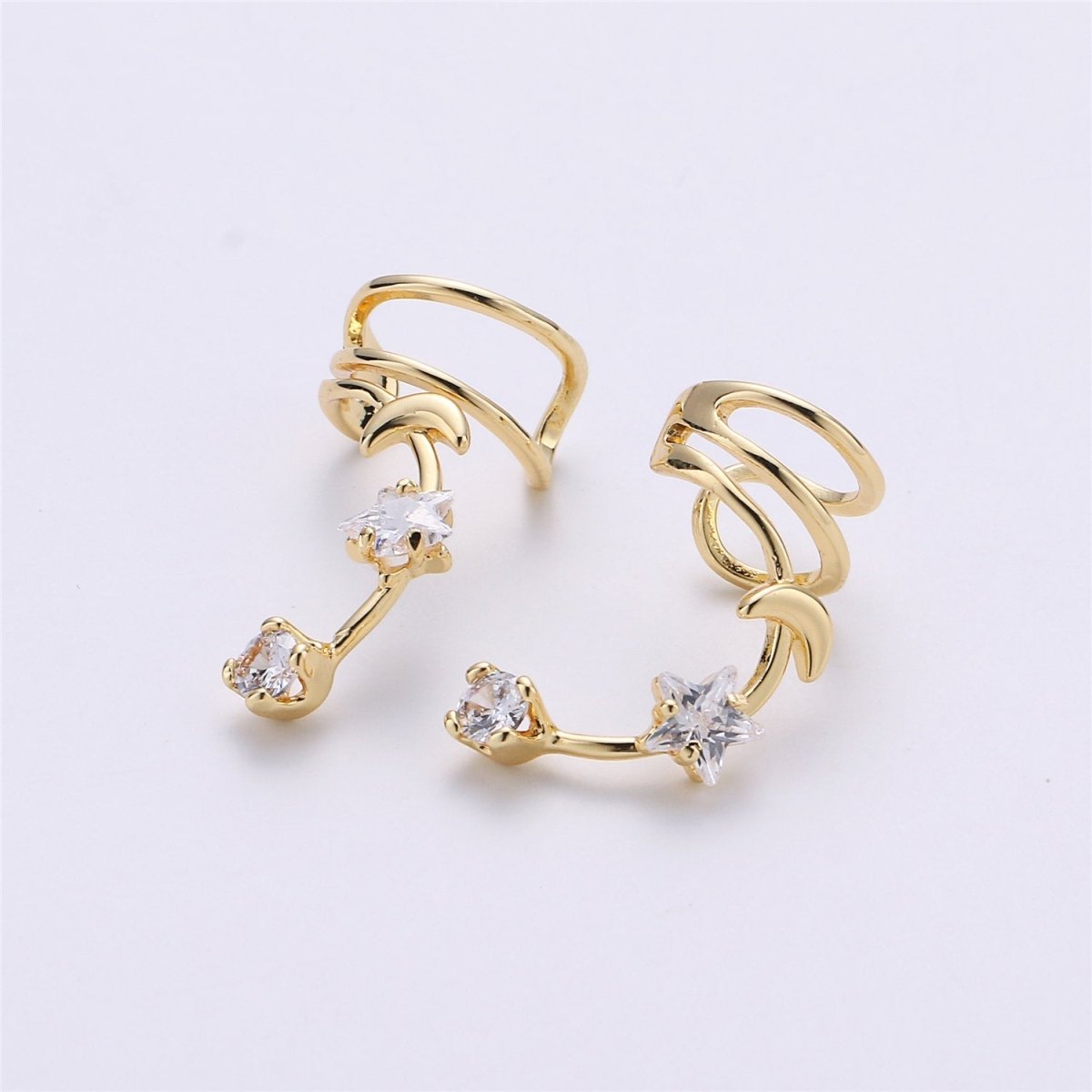 Non pierced conch ear cuff, Gold Cubic ear cuff, Huggie ear cuff, Dainty gold ear cuff, Dainty Minimalist ear cuff earrings K-228