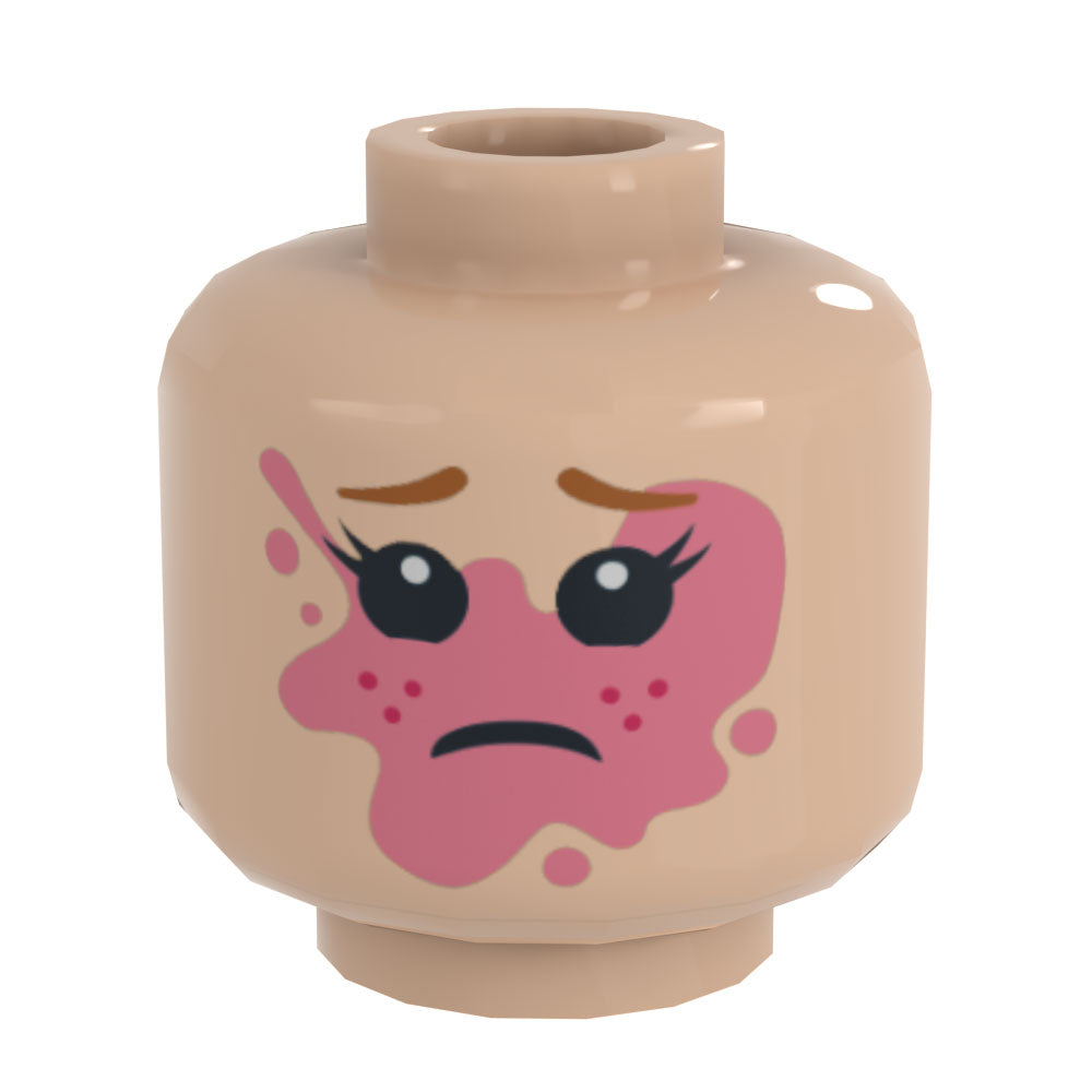 Girl Popped Bubble Gum on Face Minifig Head made using LEGO part