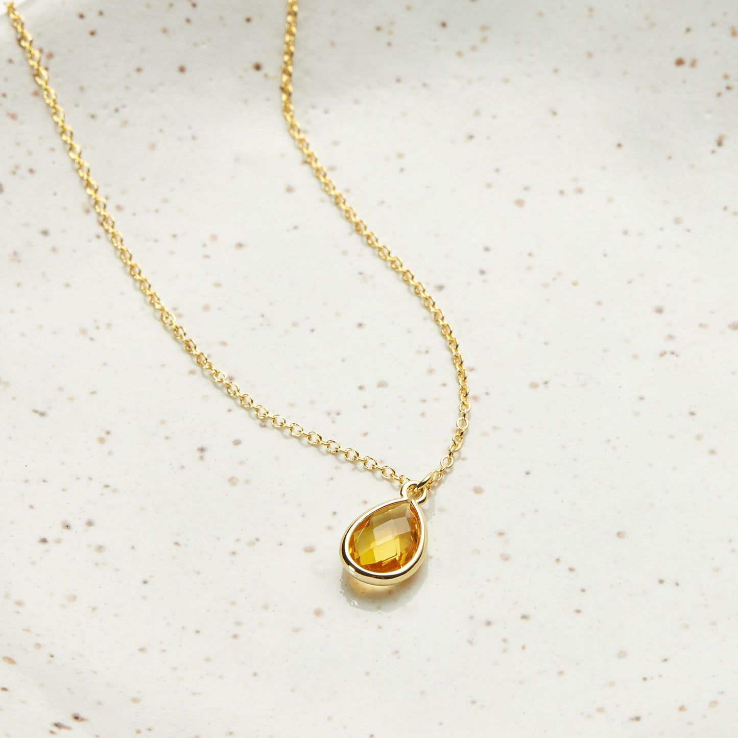 November Birthstone / Topaz Crystal Charm Necklace