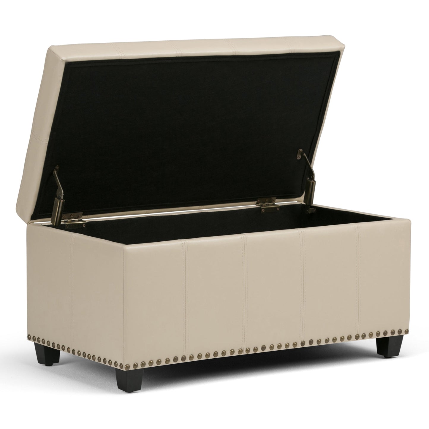 Amelia 33 Inch Wide Storage Ottoman Bench in Satin