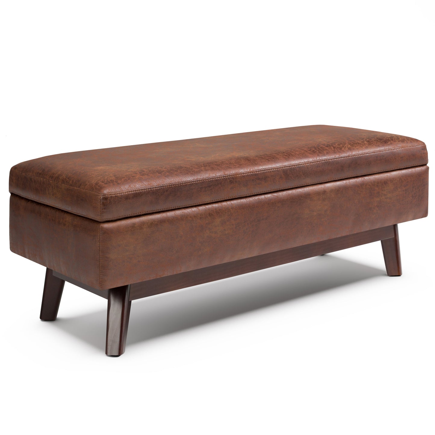 Owen 48 Inch Wide Rectangular Storage Ottoman in Distressed Saddle