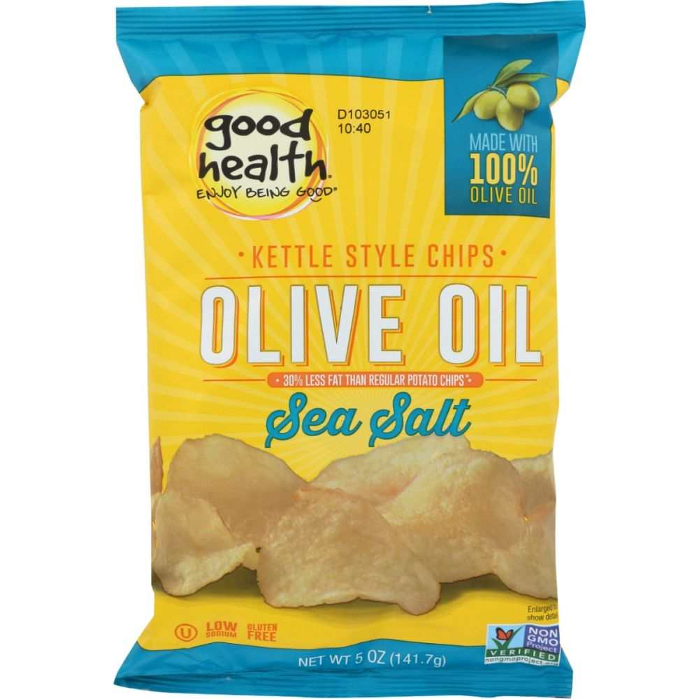 GOOD HEALTH: Kettle Style Chips Olive Oil Sea Salt -Crunchy Snack 5oz