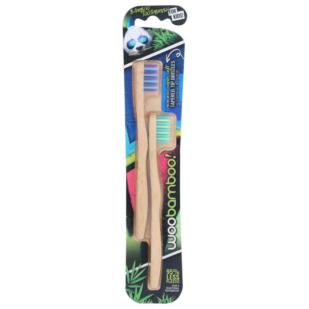 WOOBAMBOO: Kids Natural Bamboo Toothbrushes 2Pk, 1 ea