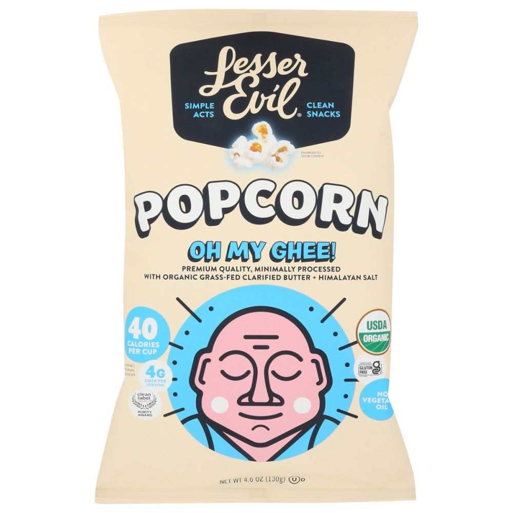 Lesser Evil Gourmet Popcorn - Oh My Ghee, 4.6oz | Healthy Savory Snack