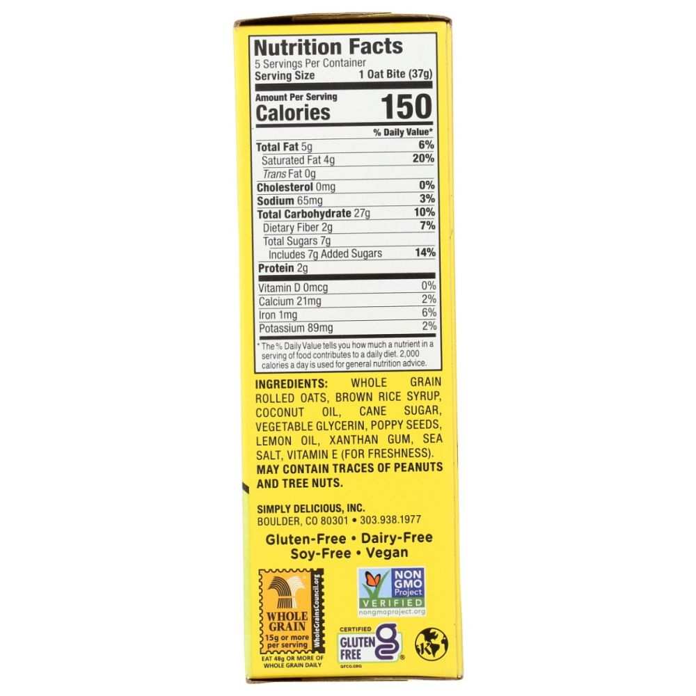 BOBO'S OAT BARS: Lemon Poppyseed Oat Bites, 6.5 oz