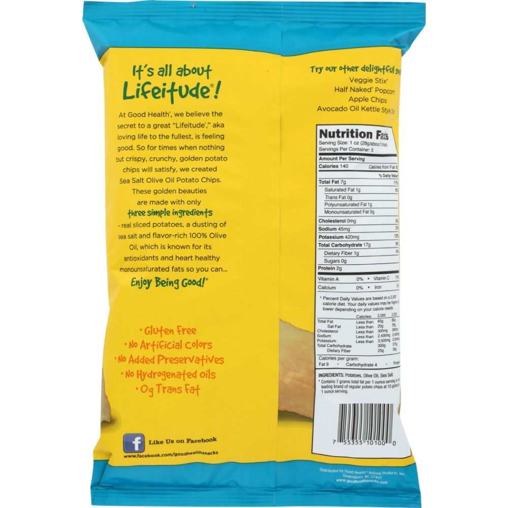 GOOD HEALTH: Kettle Style Chips Olive Oil Sea Salt -Crunchy Snack 5oz
