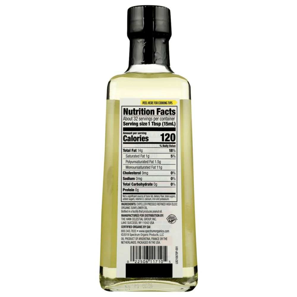 Spectrum NATURALS Organic Sunflower Oil Refined - 16 fl oz | Healthy