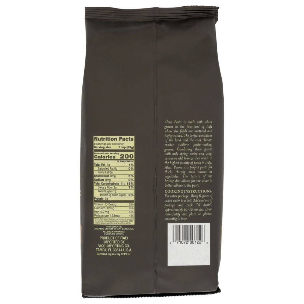 ALESSI: Organic Penne Pasta, 16 oz