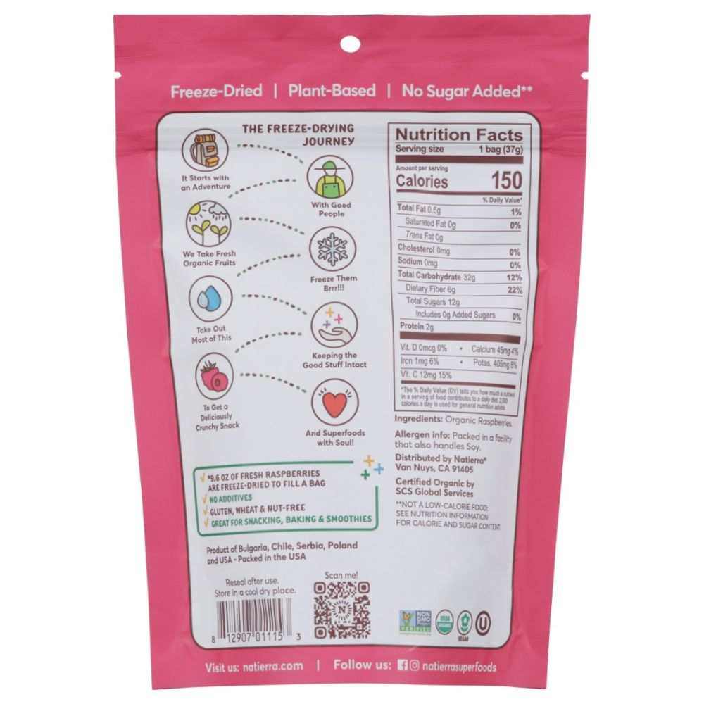 NATIERRA: Organic Freeze Dried Raspberries, 1.3 oz
