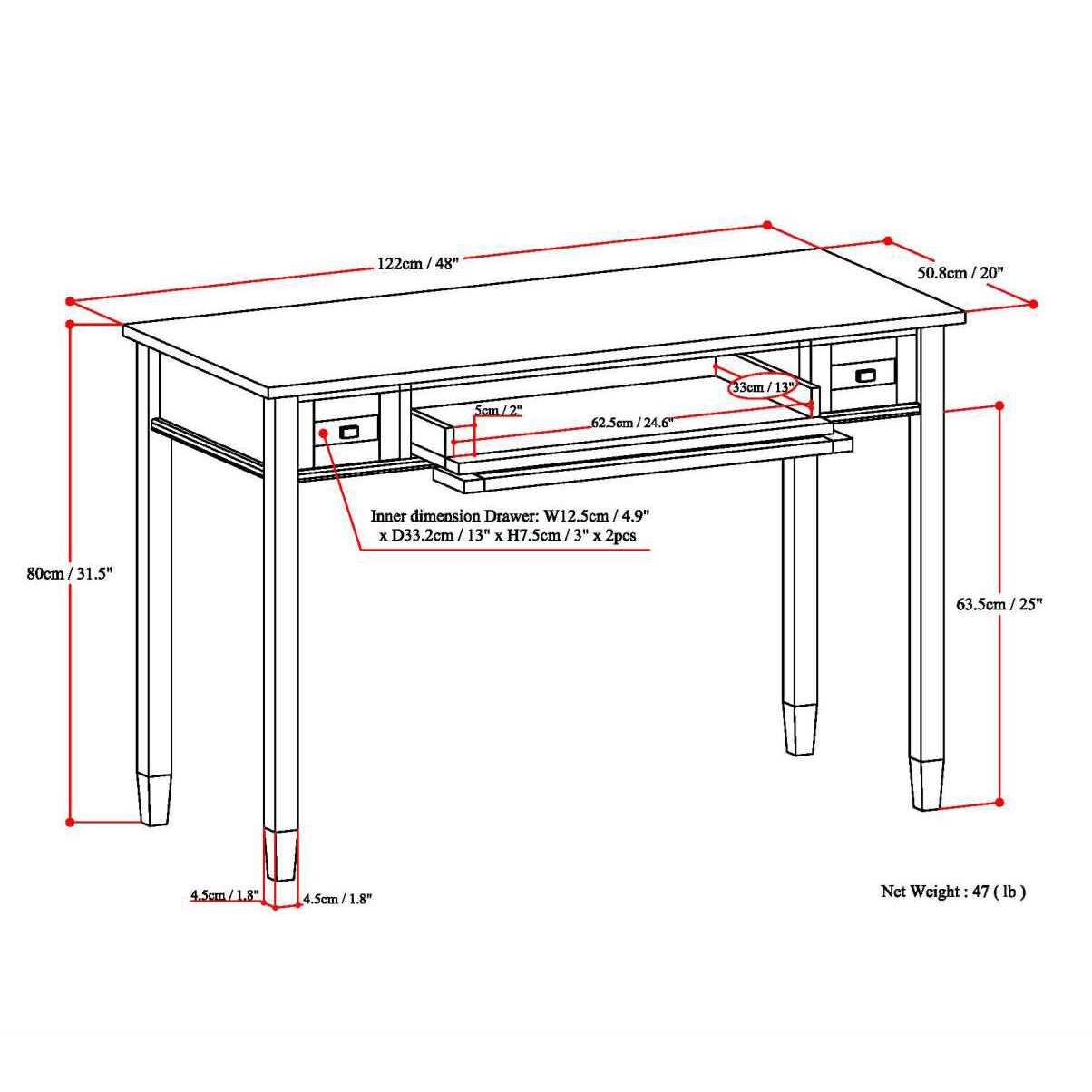 Warm Shaker Desk - Distressed