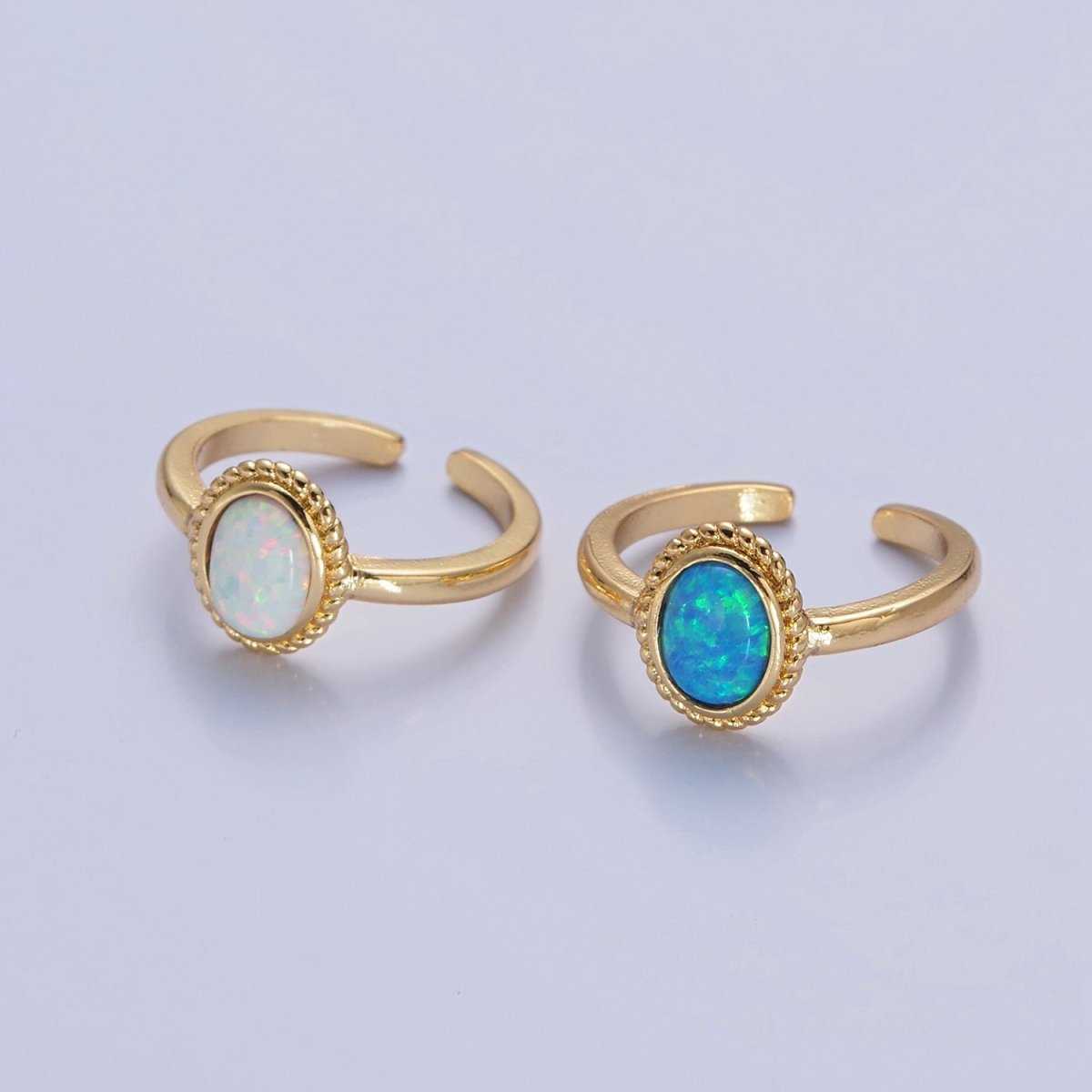 Ocean Blue Opal Gold Vintage Style Ring O-2222 O-2223