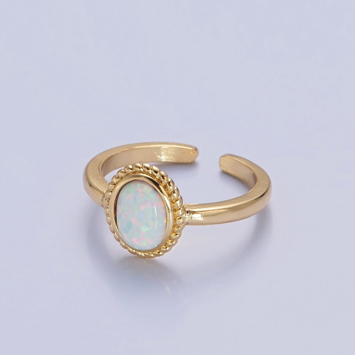 Ocean Blue Opal Gold Vintage Style Ring O-2222 O-2223