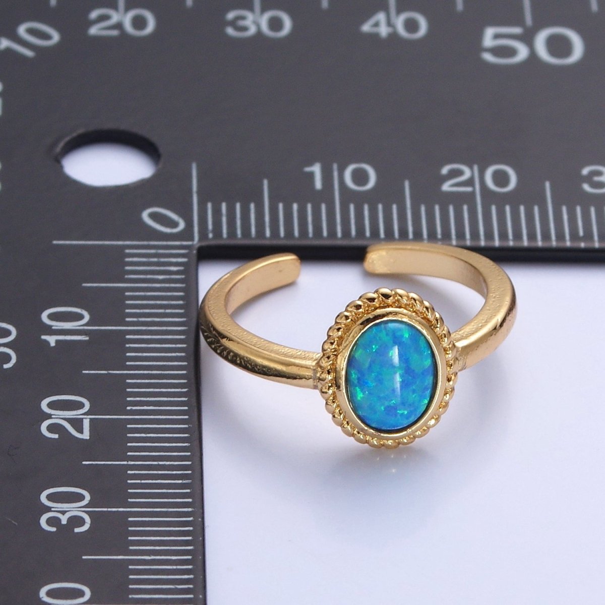 Ocean Blue Opal Gold Vintage Style Ring O-2222 O-2223