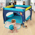 Odoland Parc pliant pour bébé 99 x 99 cm avec matelas, barrière de sécurité, bleu