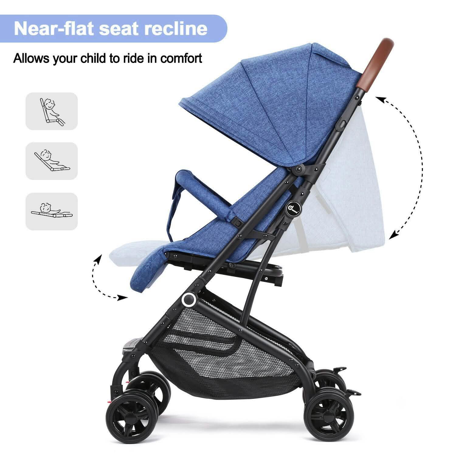 Poussette parapluie pliable Odoland pour bébé, poussette de voyage légère