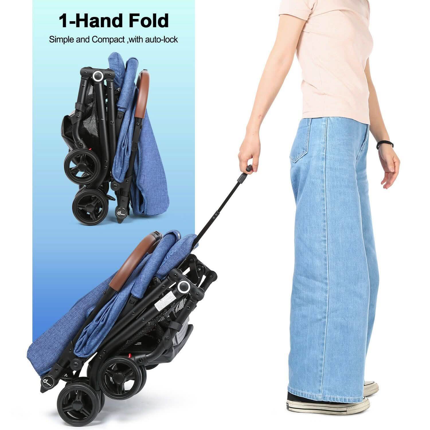 Poussette parapluie pliable Odoland pour bébé, poussette de voyage légère