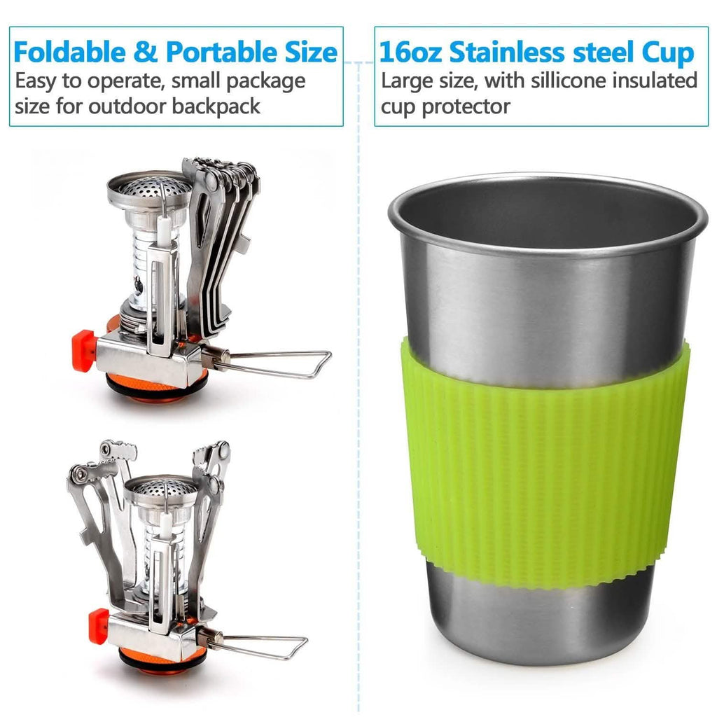 ODOLAND Camping Cookware Kit Lightweight Portable Cookware Set