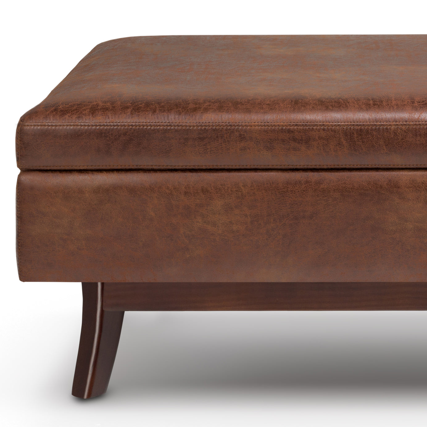 Owen 48 Inch Wide Rectangular Storage Ottoman in Distressed Saddle
