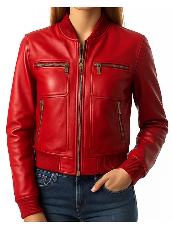 Charlotte Red Women’s Leather Jacket – Bold, Stylish, and Timeless