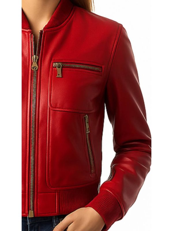 Charlotte Red Women’s Leather Jacket – Bold, Stylish, and Timeless