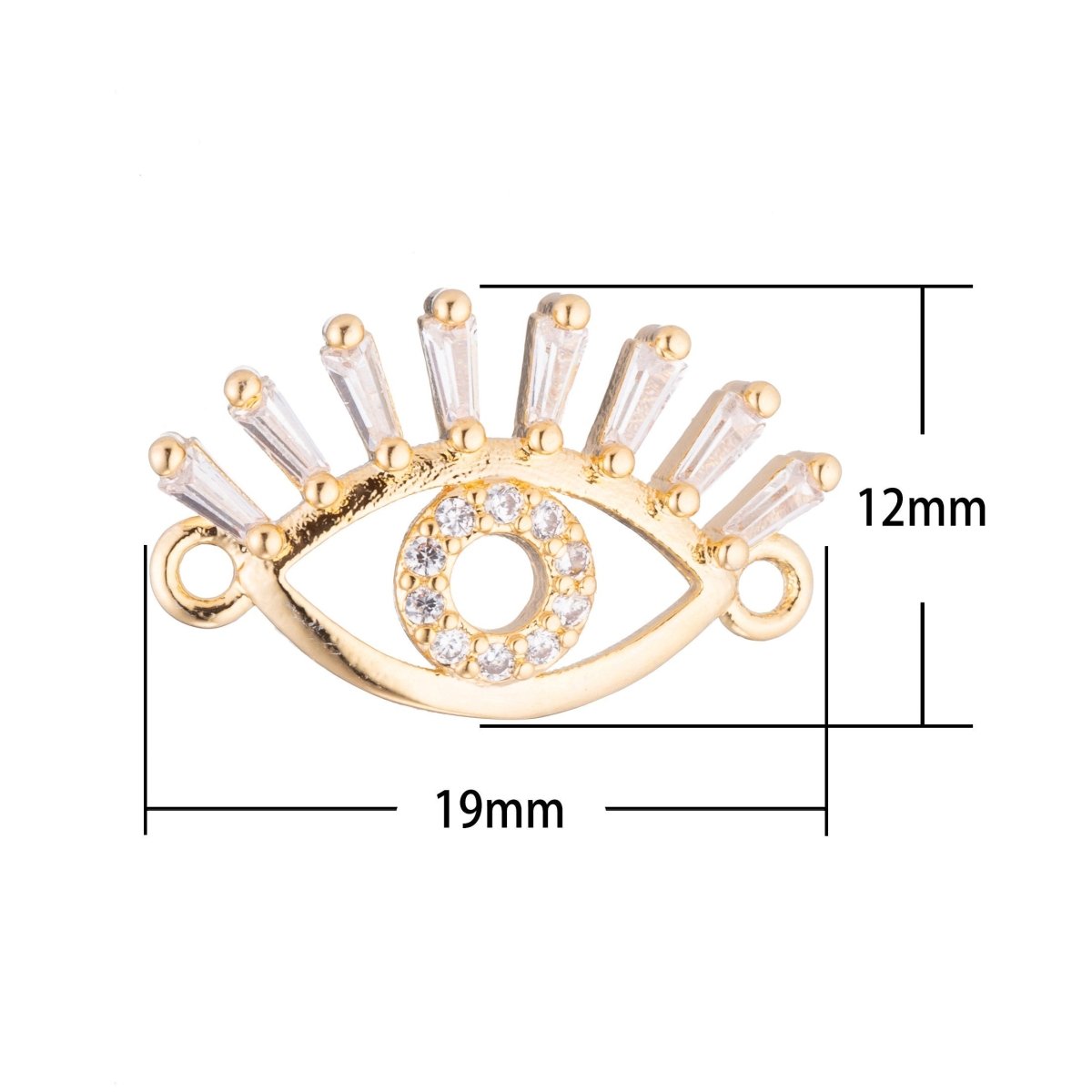 On Sale! CLEARANCE! Gold Eye, Golden Eyelash, Ladies, Woman DIY Love Gift, Cubic Zirconia Bracelet Charm, Necklace Pendant, Findings for Her Jewelry Making | F-157