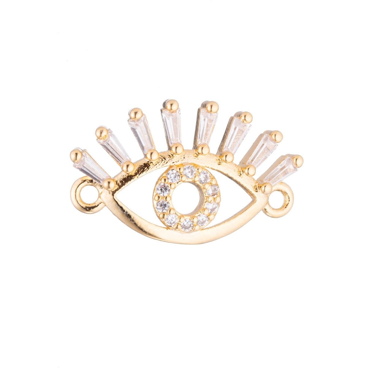 On Sale! CLEARANCE! Gold Eye, Golden Eyelash, Ladies, Woman DIY Love Gift, Cubic Zirconia Bracelet Charm, Necklace Pendant, Findings for Her Jewelry Making | F-157