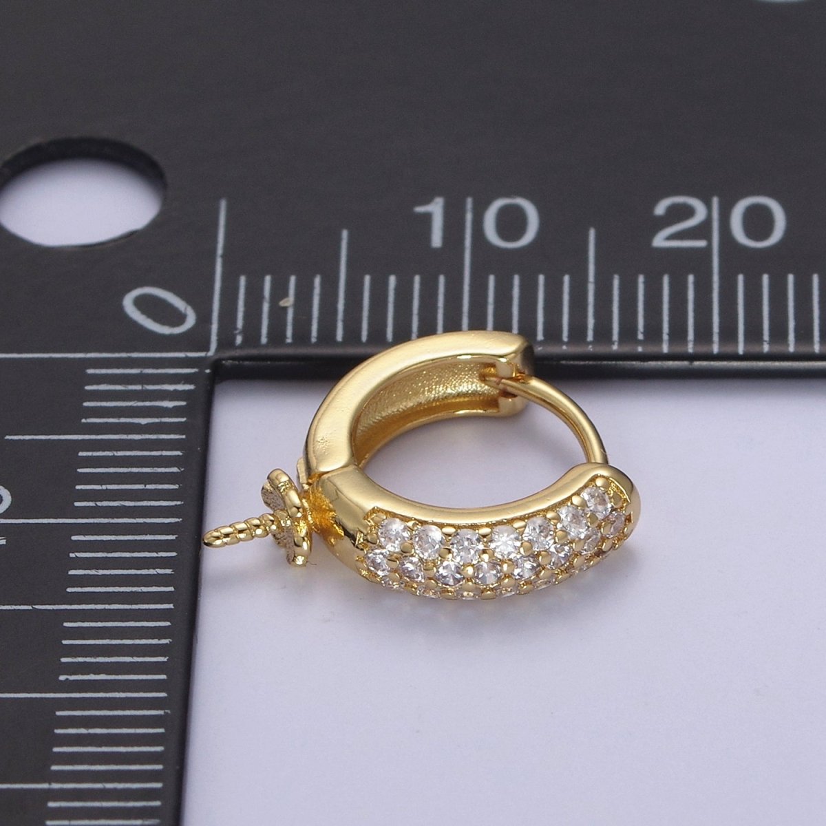 One Pair Gold Hoop Earring Finding DIY Pearl Peg Earring Mount Half Drilled Pearl Earring Settings L-681