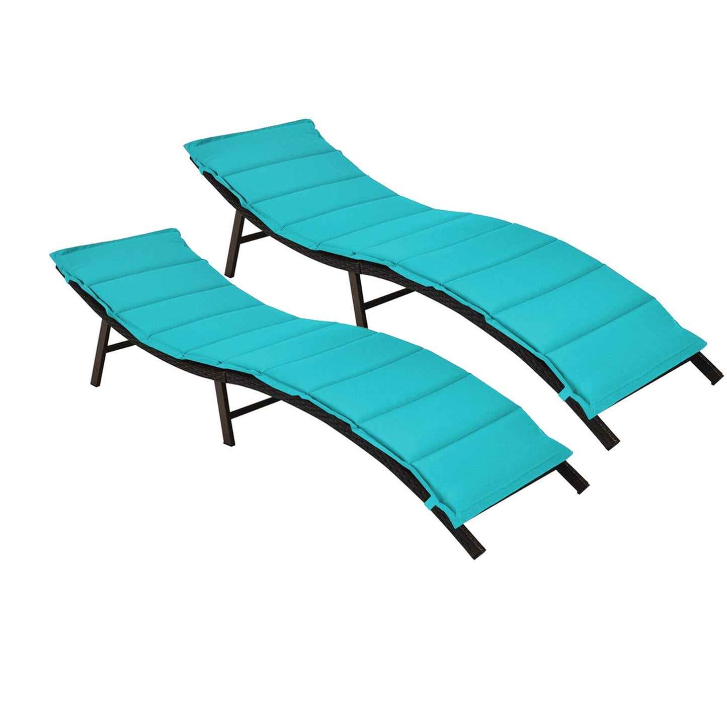 2Pcs Folding Patio Lounger Chair