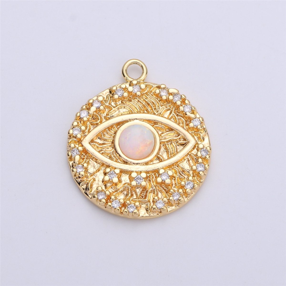 Opal Evil Eye Charm / Turquoise Evil Eye charm in Gold Filled for Necklace Bracelet Earring Charm for Jewelry Making Supply C-645,C-646 (OPAL)