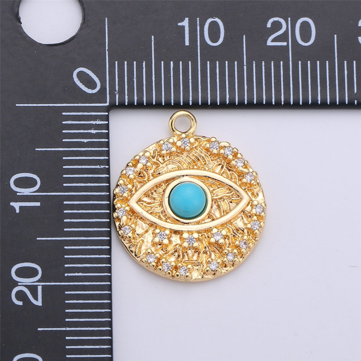 Opal Evil Eye Charm / Turquoise Evil Eye charm in Gold Filled for Necklace Bracelet Earring Charm for Jewelry Making Supply C-645,C-646 (OPAL)