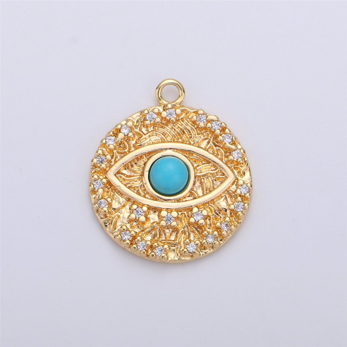 Opal Evil Eye Charm / Turquoise Evil Eye charm in Gold Filled for Necklace Bracelet Earring Charm for Jewelry Making Supply C-645,C-646 (OPAL)