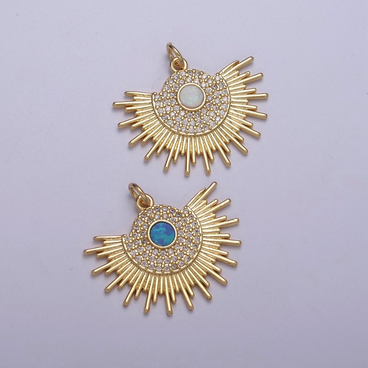 Opal Gold Sun charm, Sunbeam charm Sunshine, Sunburst, Sun Pendant, Bohemian Jewelry Inspired N-252 N-253