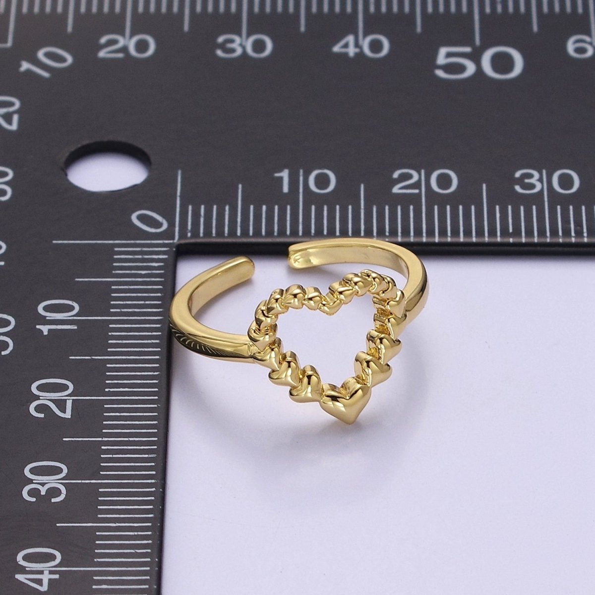 Open Heart Gold Ring Adjustable O-2167