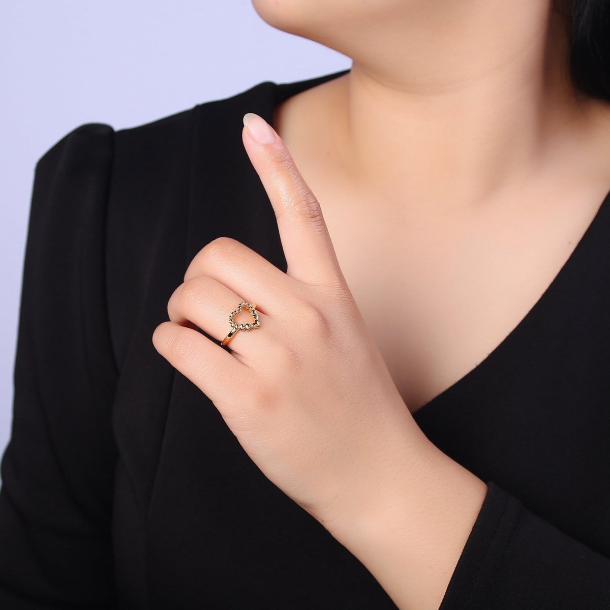Open Heart Gold Ring Adjustable O-2167