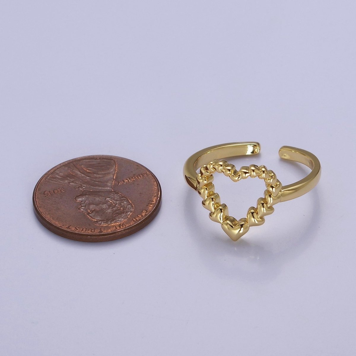 Open Heart Gold Ring Adjustable O-2167