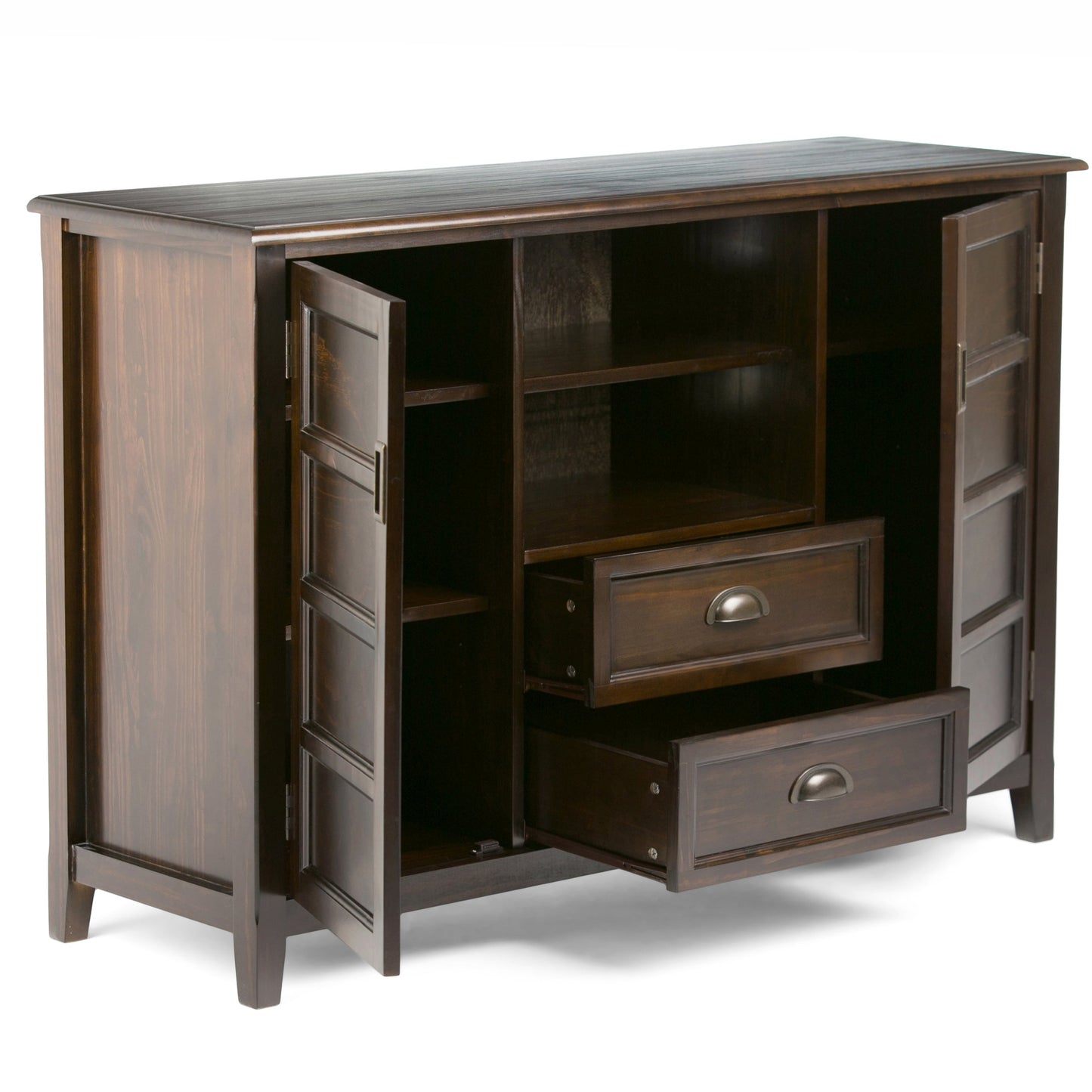 Burlington 54 Inch Wide Solid Wood Tall TV Stand in Mahogany