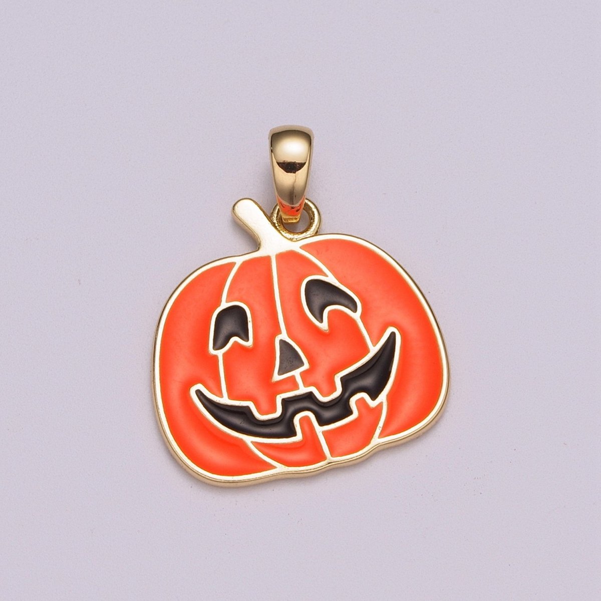 Orange Pumpkin Charm 18K Gold Filled Jack O Lantern Charms Halloween Jewelry Inspired Add on Charm for Necklace Earring Bracelet N-1422