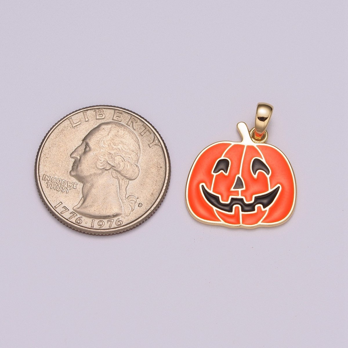 Orange Pumpkin Charm 18K Gold Filled Jack O Lantern Charms Halloween Jewelry Inspired Add on Charm for Necklace Earring Bracelet N-1422