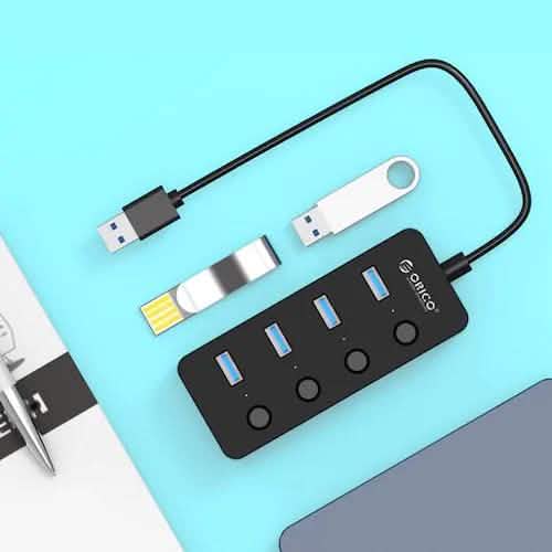 Concentrateur ORICO Splitter 4 ports USB 3.0 à conception ouverte