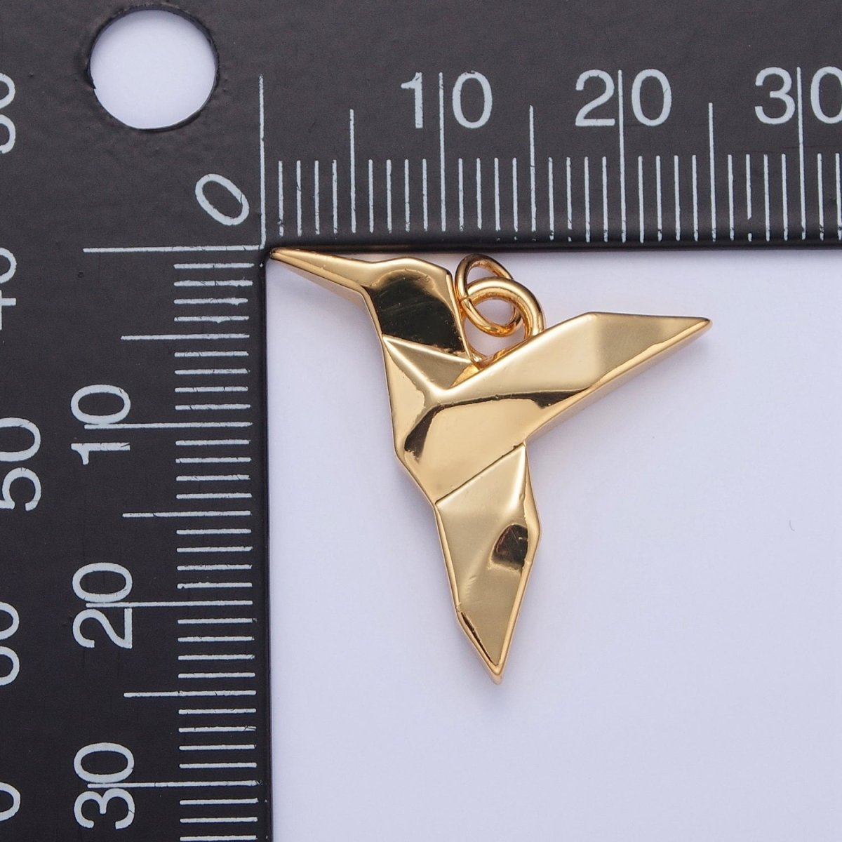 18K Gold Filled Origami Hummingbird Bird Animal Charm | X-077