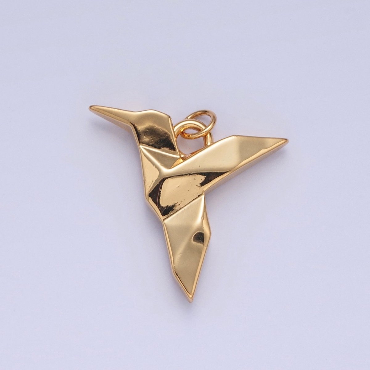 18K Gold Filled Origami Hummingbird Bird Animal Charm | X-077