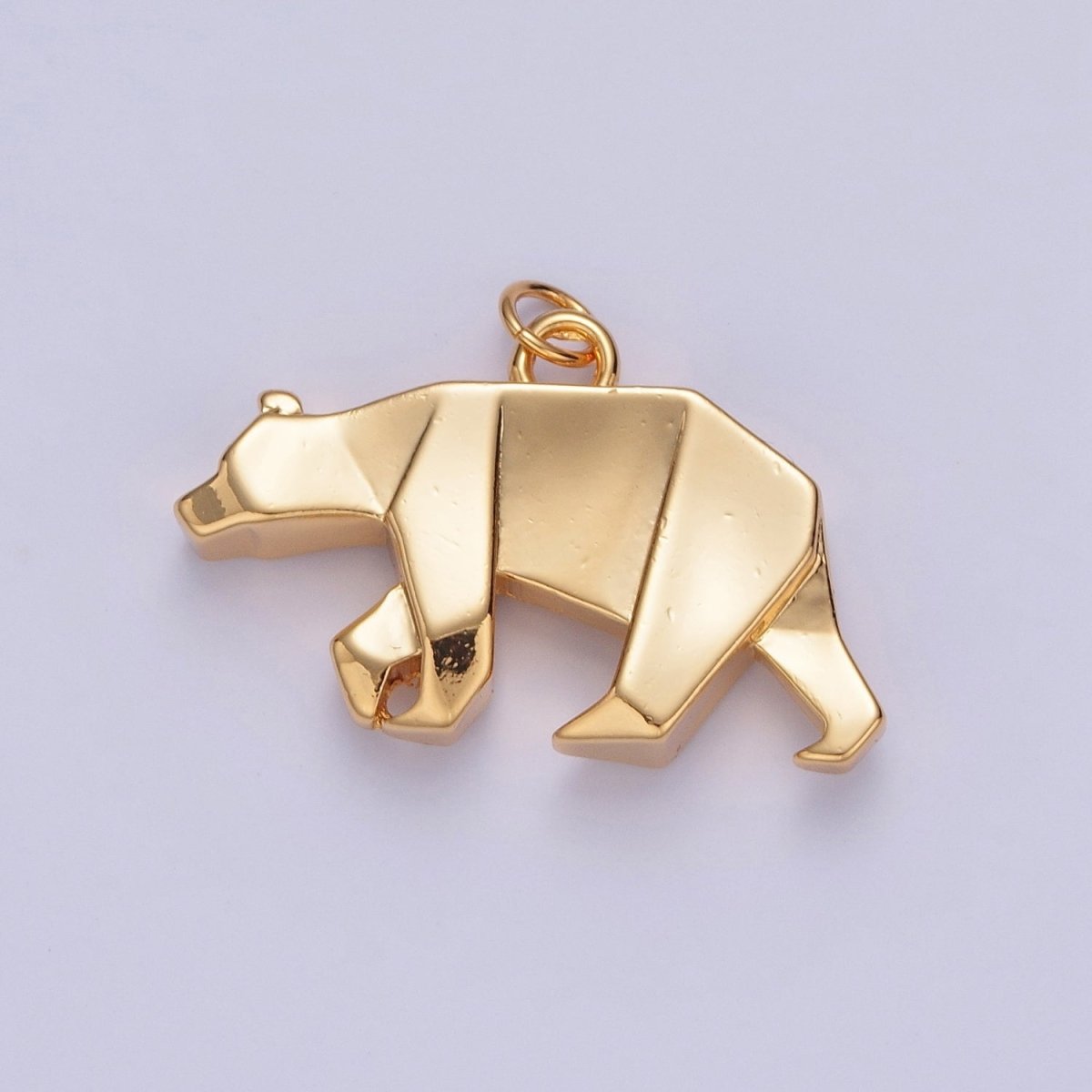 18K Gold Filled Origami Polar Black Brown Bear Forest Animal Charm | X-079