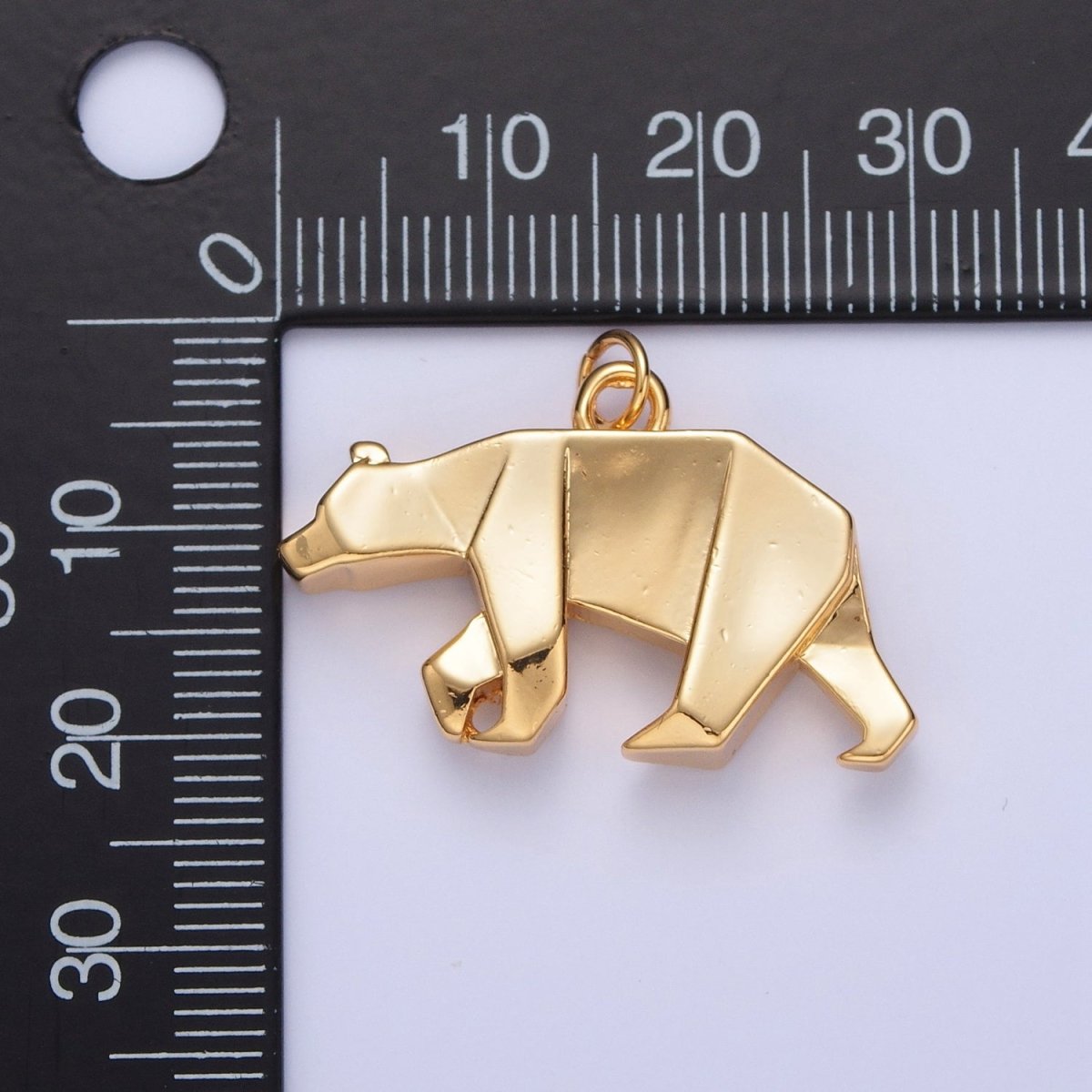 18K Gold Filled Origami Polar Black Brown Bear Forest Animal Charm | X-079