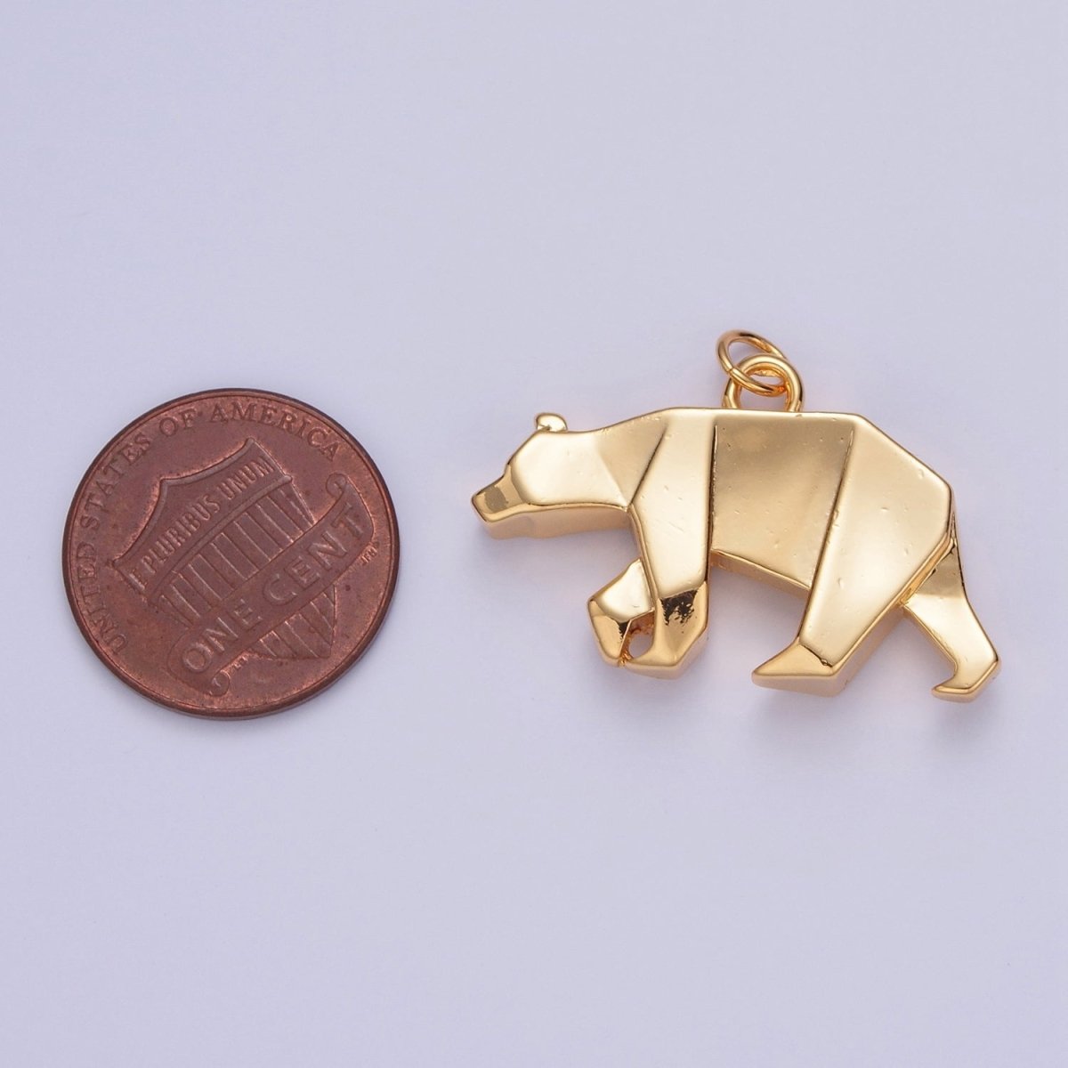18K Gold Filled Origami Polar Black Brown Bear Forest Animal Charm | X-079