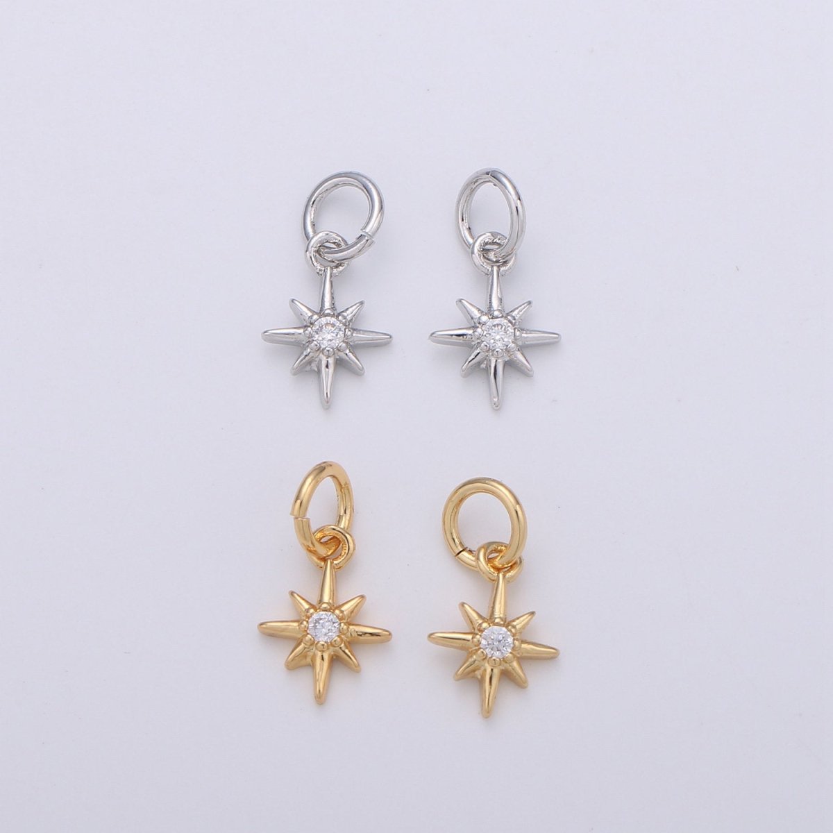 OS 24k Gold Filled Tiny Star Charm Gold North Star Charm Micro Pave Celestial Charm GF Necklace Bracelet Earring Jewelry Making Supply W-130