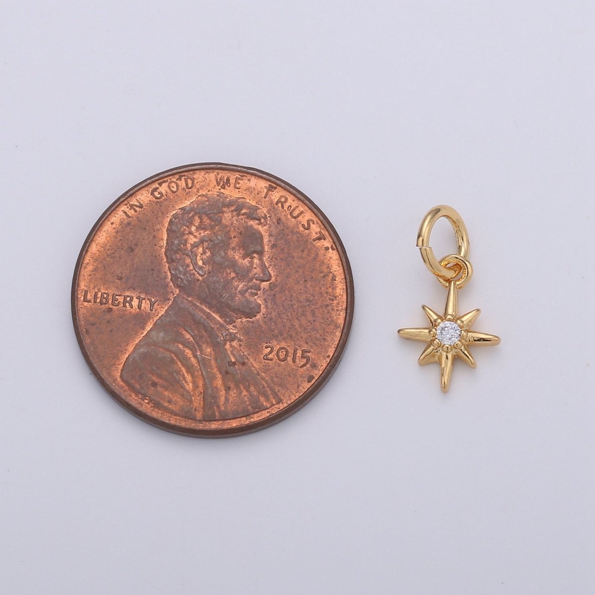 OS 24k Gold Filled Tiny Star Charm Gold North Star Charm Micro Pave Celestial Charm GF Necklace Bracelet Earring Jewelry Making Supply W-130