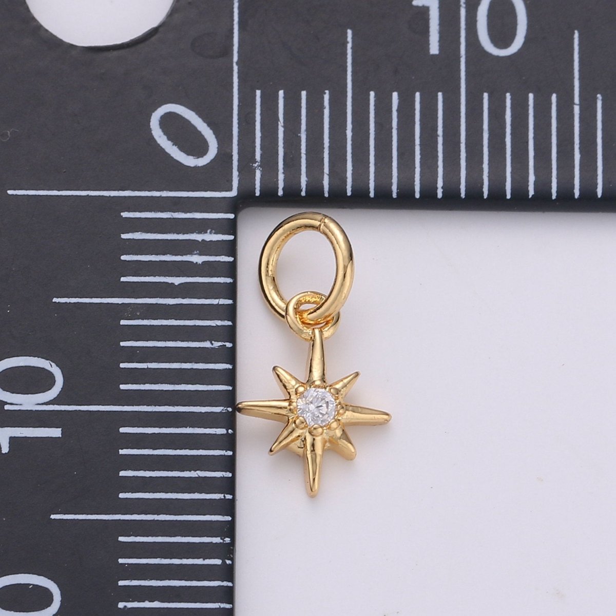 OS 24k Gold Filled Tiny Star Charm Gold North Star Charm Micro Pave Celestial Charm GF Necklace Bracelet Earring Jewelry Making Supply W-130