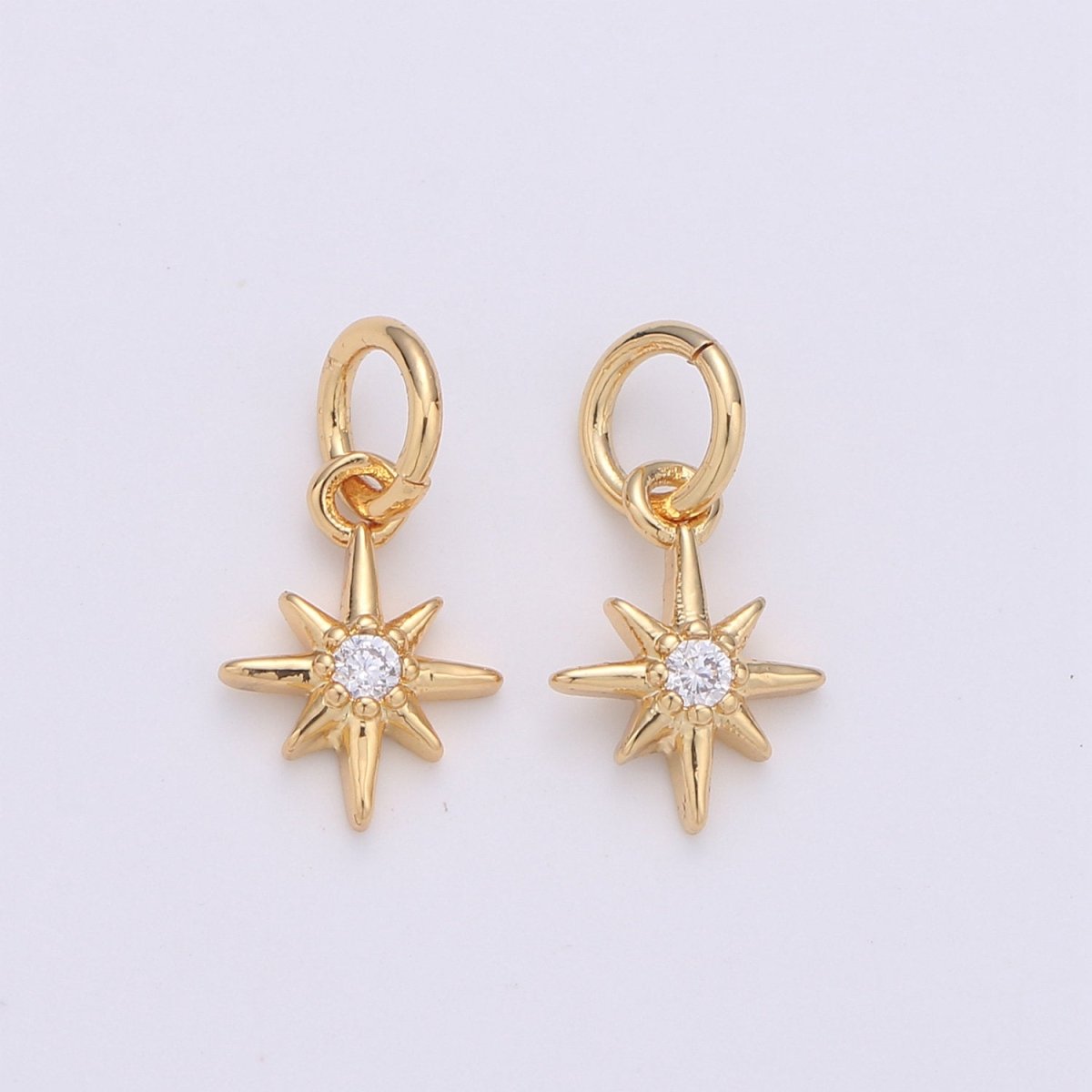 OS 24k Gold Filled Tiny Star Charm Gold North Star Charm Micro Pave Celestial Charm GF Necklace Bracelet Earring Jewelry Making Supply W-130